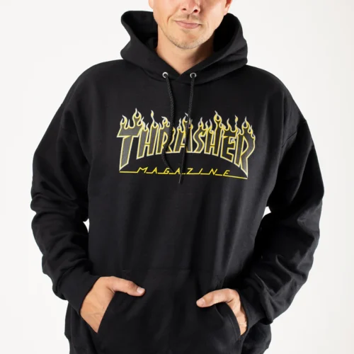 Polera Thrasher Flame Logo Black